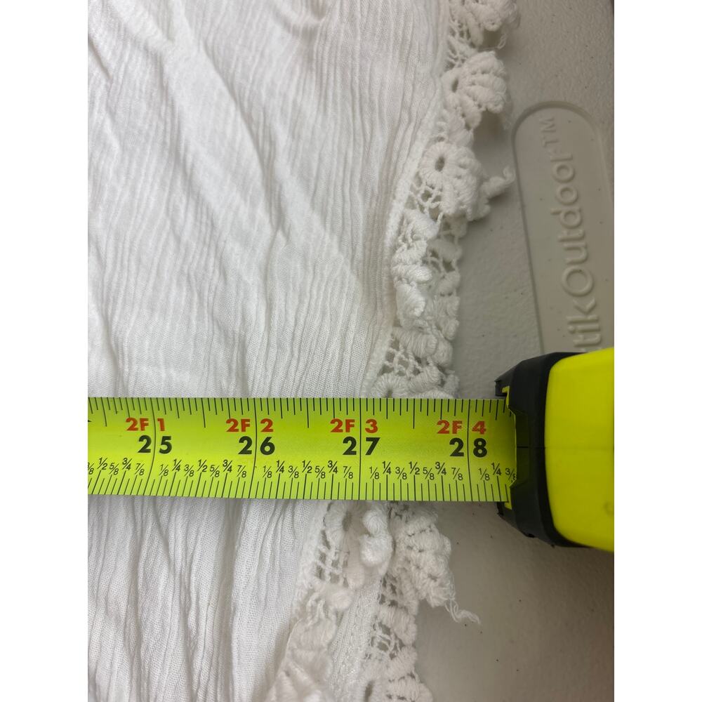 HALO White Boho Lace Gauze Top Size L Crochet Trim Festival Beach Blouse - Picture 12 of 15